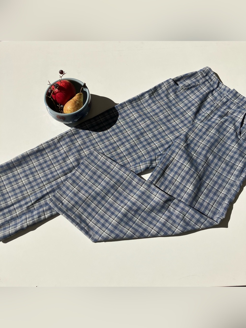 Women’s Blue Plaid Boot-Cut Pants